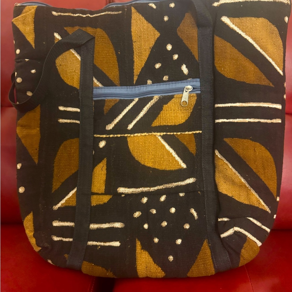 Tribal Pattern Tote Bag in Black and Brown